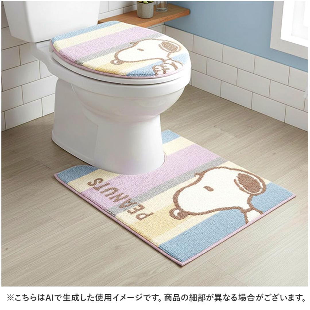 センコー トイレマット キャラクター 通販 トイレ マット トイレ足元マット 足元マット トイレファブリック トイレタリー senko ロング 約80×60cm 滑り止め 洗える 洗濯 丸洗い トイレ用品 可愛い かわいい おしゃれ スヌーピーくすみパステル.ブルー ・