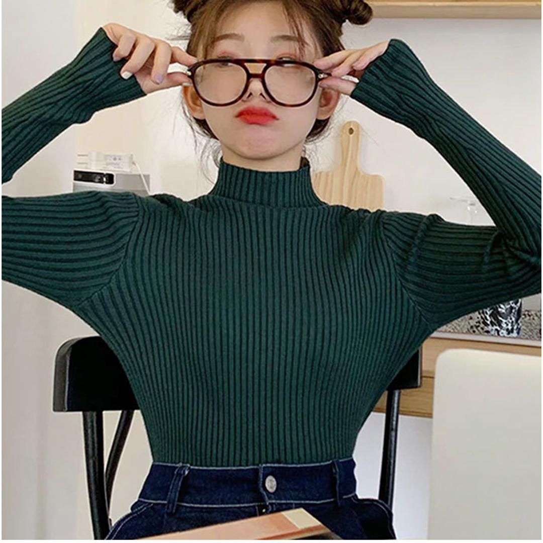 ニット トップス 冬 通販 リブニット ハイネック セーター 長袖 ハイネックニット ハイネックセーター インナーニット レディース きれいめ 秋冬 秋 大人 かわいい おしゃれ 可愛い 女性 nit-041 ダイヤモンドハーツ Diamond Hearts ブラック ・