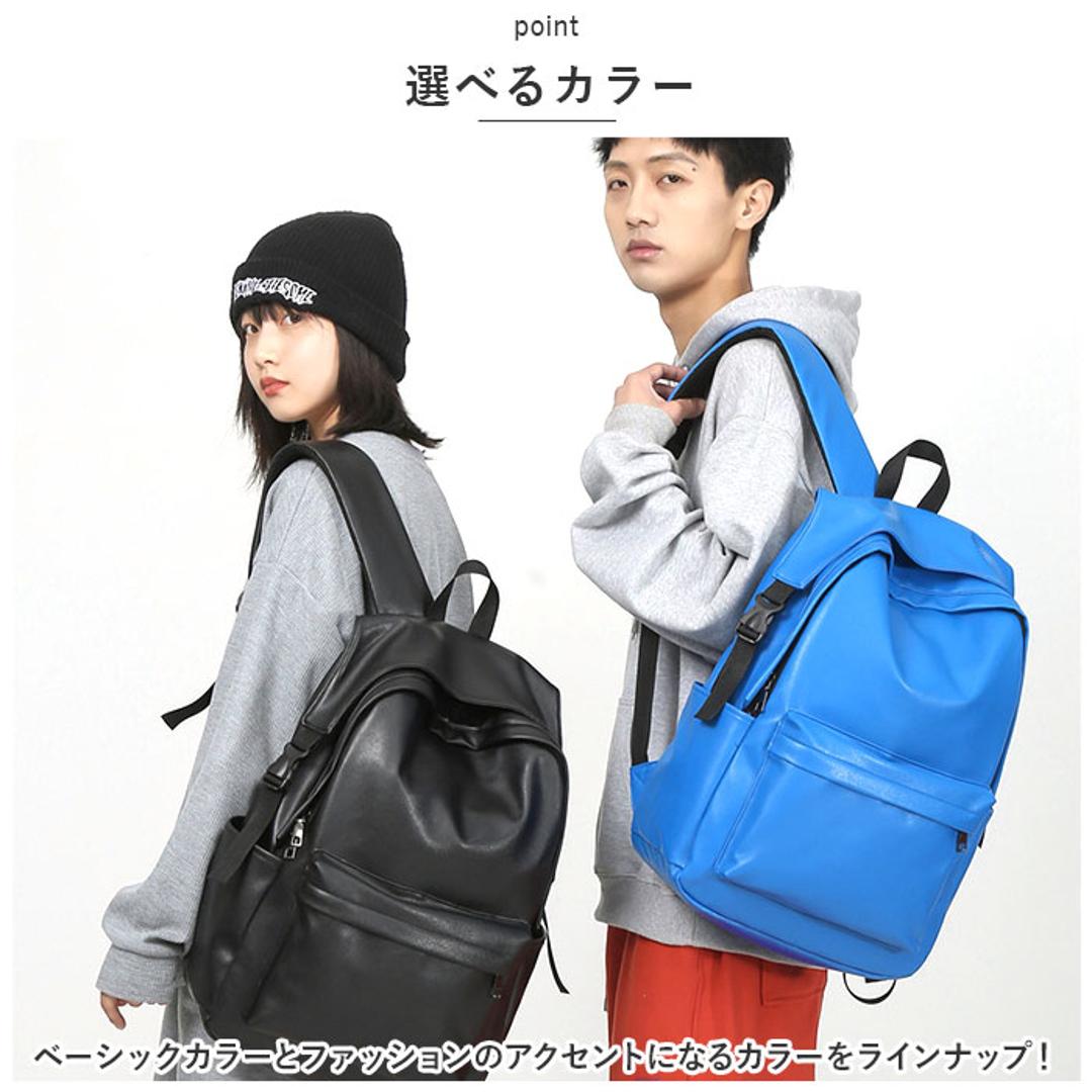 リュック 大容量 通学 通販 リュックサック デイパック ナップザック バックパック 耐摩耗性 やわらかい 柔らかい ジッパー PUレザー 無地 ユニセックス メンズ レディース シンプル 旅行 通勤 おしゃれ ブラック ・