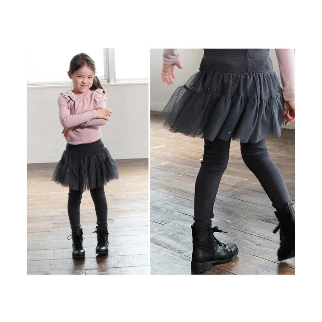 Rora スカート キッズ 女の子 通販 スカートパンツ 10001142 スカッツ レギンス付きスカート チュールスカート チュチュスカート ふんわり キラキラ フォーマル パーティー かわいい オシャレ 可愛い ボトムス 子ども服 子供服 キッズファッション ブラック 100cm