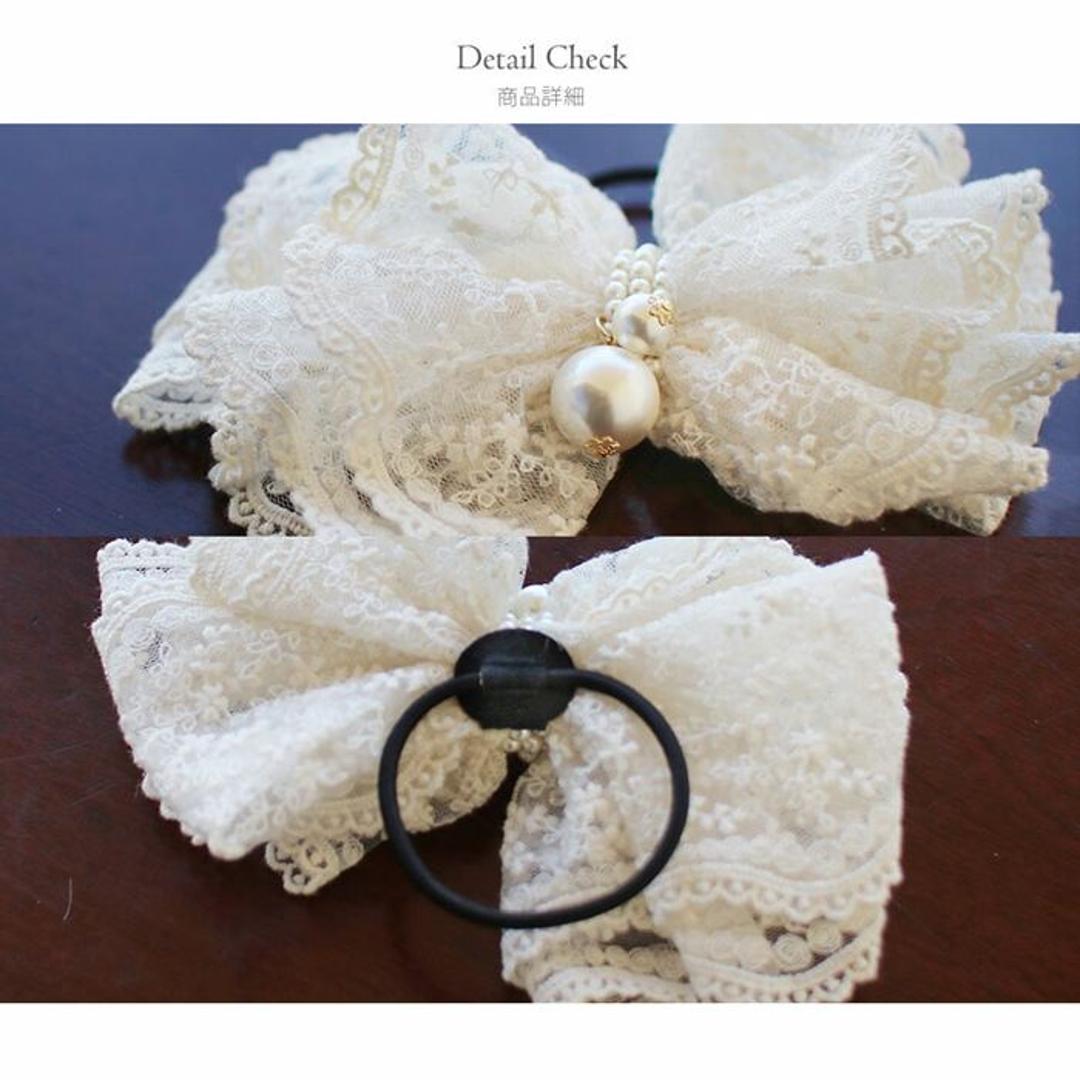 Rora ヘアゴム キッズ 通販 ノンノン 髪ゴム 髪飾り 髪留め リボン レース 大きい パール 女の子 子供 子ども こども おしゃれ かわいい フォーマル 大人っぽい 上品 入園式 卒園式 入学式 卒業式 結婚式 パーティー ヘアアレンジ ヘアアクセサリー オフホワイト FREE