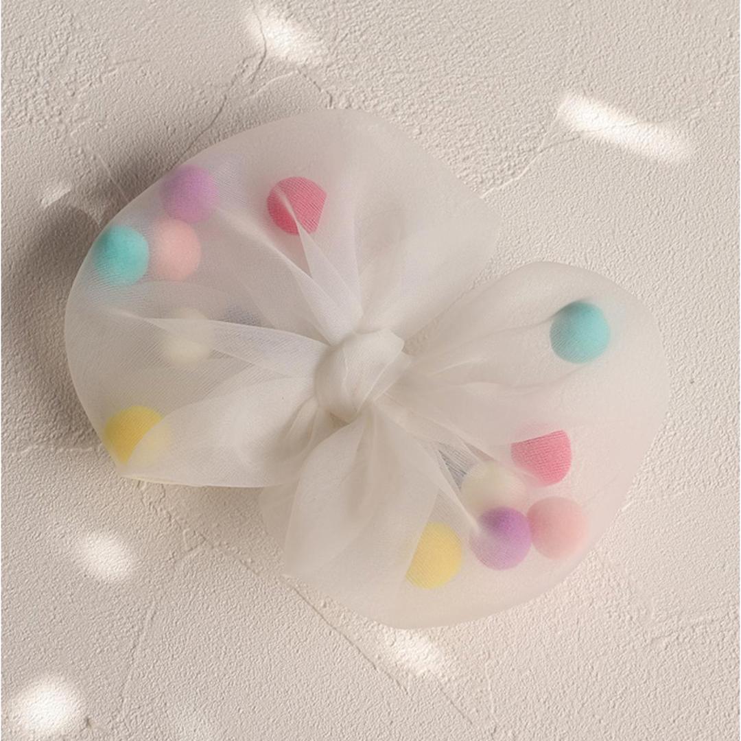 RORA ヘアクリップ 通販 ローラ ボニー ヘアークリップ ヘアアクセサリー 髪飾り キッズ 子供 子ども こども リボン ポンポン 大きめ しっかり かわいい おしゃれ 女の子 女子 入園式 卒園式 入学式 卒業式 発表会 結婚式 キッズファッション ホワイト ・