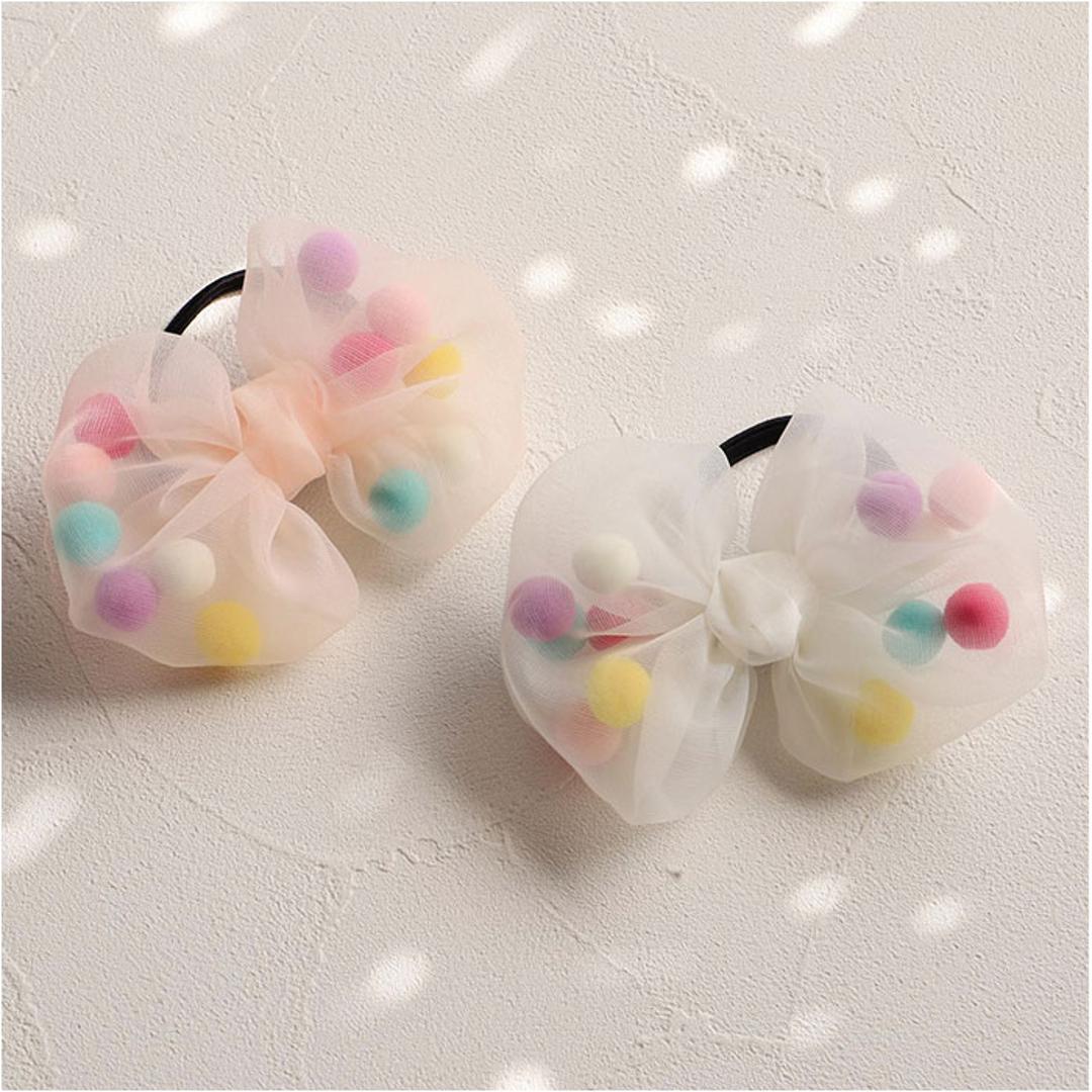 RORA ヘアゴム 通販 ローラ ドロシー 髪ゴム ヘアアクセサリー 髪飾り キッズ 子供 子ども こども 女の子 女子 リボン ポンポン かわいい おしゃれ カジュアル フォーマル 入園式 卒園式 入学式 卒業式 結婚式 発表会 キッズファッション ホワイト ・