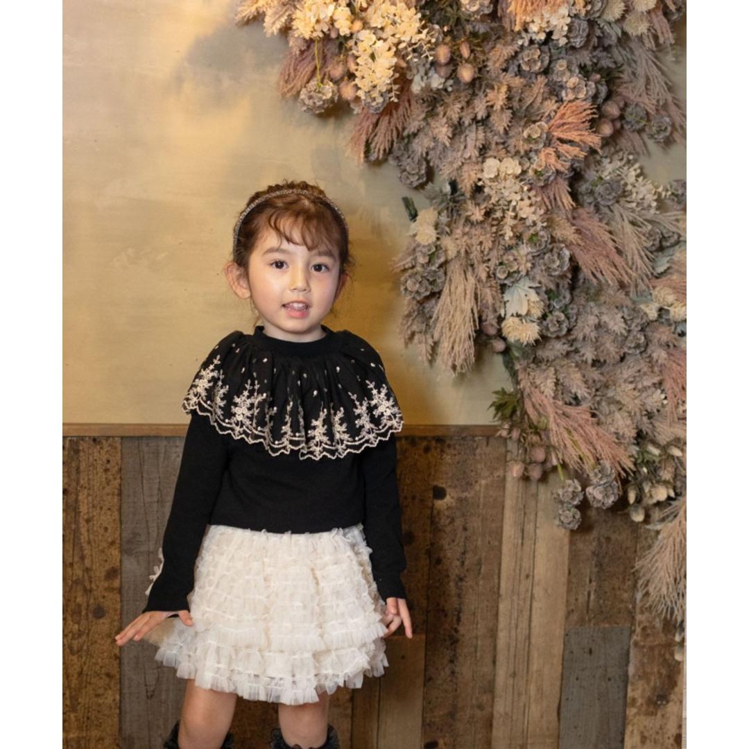 Rora 子供服 スカート 通販 ナデシコ フリフリリボンスカート フレアスカート キッズ 女の子 女子 リボン レース フォーマル カジュアル パーティー お出かけ 誕生日 記念日 かわいい オシャレ 可愛い おしゃれ ボトムス 子ども服 キッズファッション ベージュ 110cm