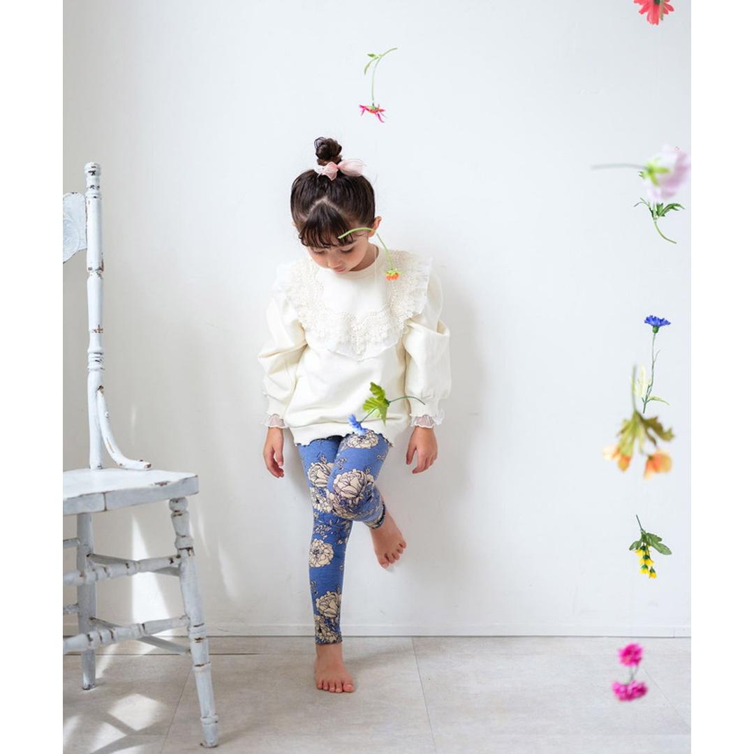 Rora 子供服 レギンス 通販 ロザミア スパッツ パンツ ズボン 花柄 女の子 女子 子供 こども 子ども 10分丈 十分丈 通園 通学 幼稚園 かわいい おしゃれ カジュアル 春 夏 秋 冬 動きやすい ボトムス 子ども服 レッグウェア キッズファッション 花柄.ブルー 110cm