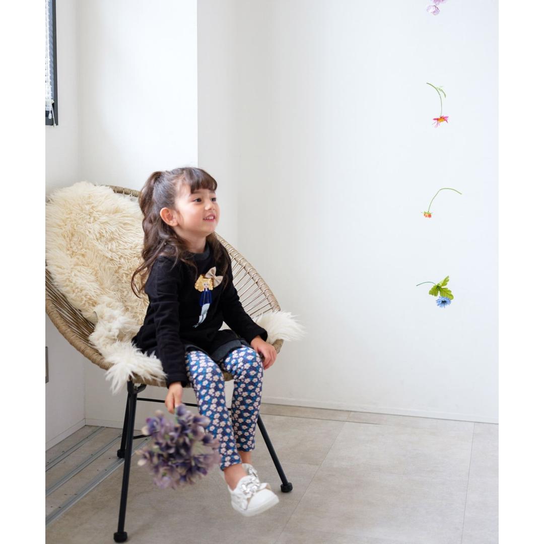Rora 子供服 レギンス 通販 ルピナ スパッツ パンツ ズボン 小花柄 女の子 女子 子供 こども 子ども 10分丈 十分丈 通園 通学 幼稚園 かわいい おしゃれ カジュアル 春 夏 秋 冬 動きやすい ボトムス 子ども服 レッグウェア キッズファッション 花柄.ネイビー 110cm