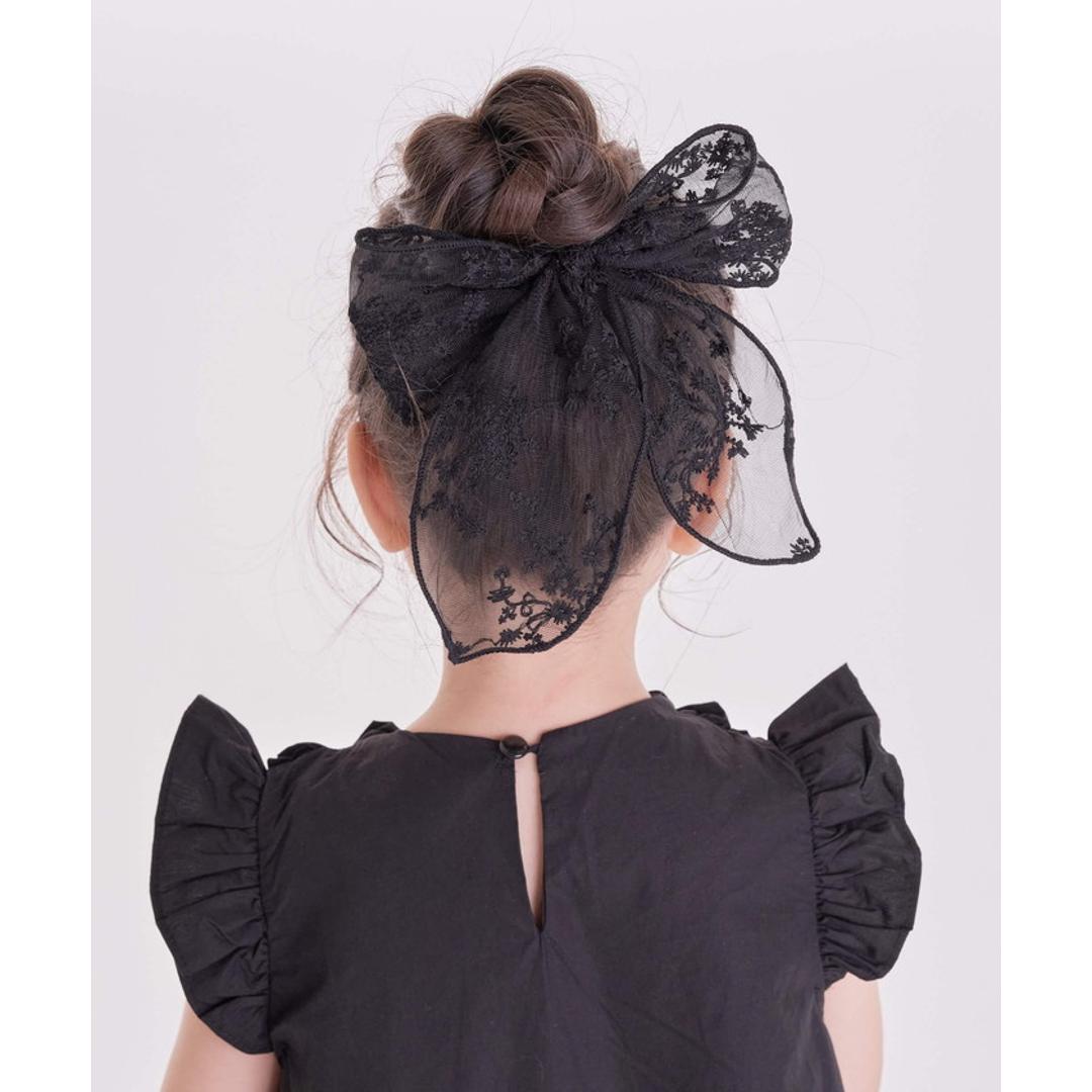 Rora キッズ ヘアゴム リボン 通販 レース 48182102 ケイティ総レース立体リボンヘアゴム 大きめ 女の子 大人っぽい 卒園式 入学式 結婚式 発表会 オシャレ 可愛い おしゃれ かわいい ヘアアレンジ ヘアーアクセサリー ヘアアクセサリー キッズファッション ブラック フリー
