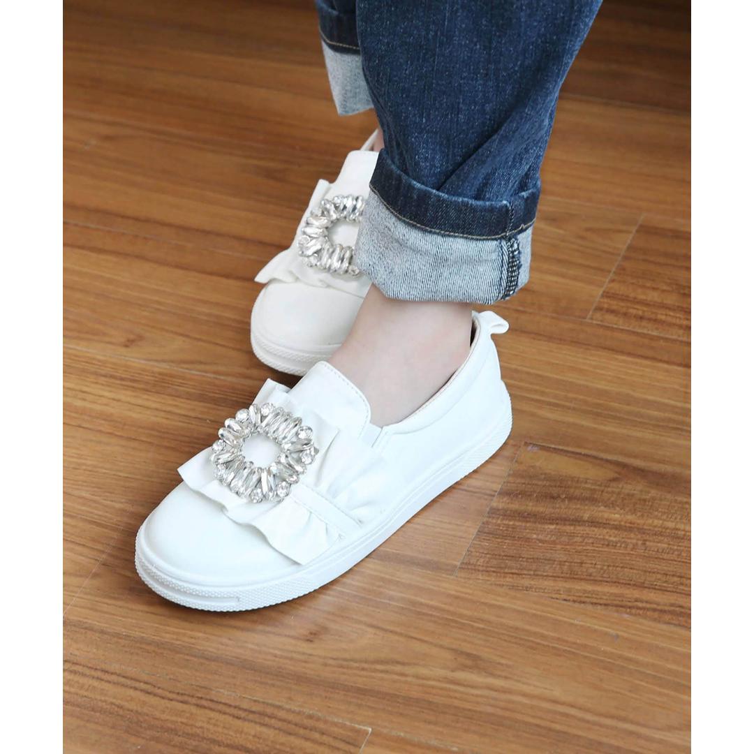 Rora キッズ スリッポン 女の子 通販 紐なしスニーカー 57062202 白 ホワイト ビジュー キラキラ 宝石 ワンポイント 通学 通園 かわいい おしゃれ 可愛い カジュアルシューズ 子供靴 靴 シューズ 子ども靴 キッズシューズ キッズファッション ホワイト 16cm