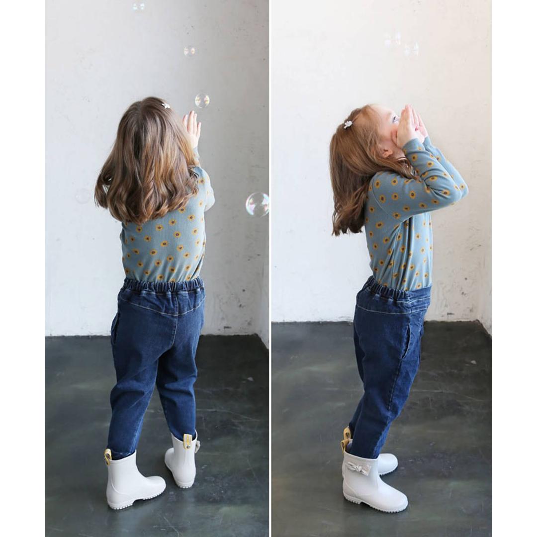 Rora 女の子 キッズ 長袖 Tシャツ 通販 ロンT 63042302 長袖Tシャツ カットソー リブ編み ハイネック 花柄 ひまわり おしゃれ かわいい オシャレ 可愛い 秋 冬 春 秋冬 こども 女子 小学生 トップス 子ども服 子供服 キッズファッション ココア 100cm