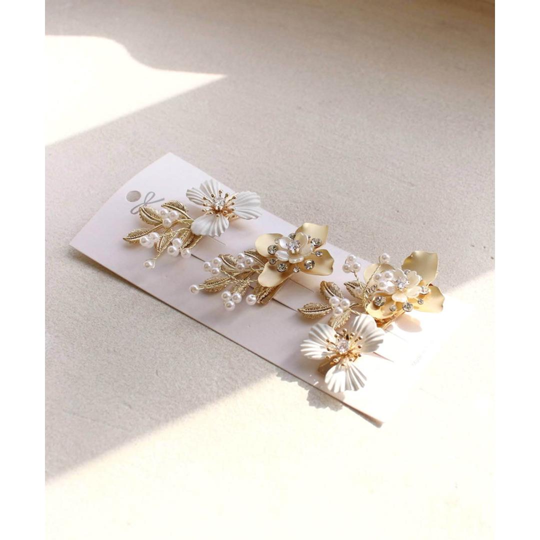 Rora ヘアクリップ キッズ 3個セット 通販 ローレン 花冠 髪飾り 髪留め 花 フラワー ゴールド 女の子 子供 子ども こども フォーマル 大人っぽい 上品 結婚式 パーティー 発表会 卒園式 入学式 七五三 誕生日 かわいい おしゃれ ヘアアクセサリー ヘアクリップ フリー
