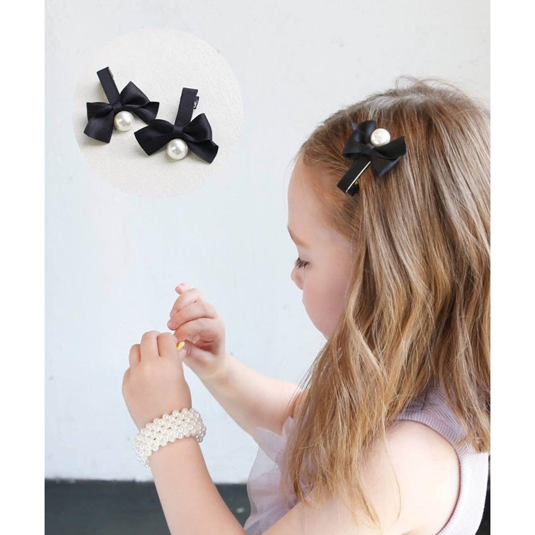 Rora ヘアクリップ キッズ 2個セット 通販 ヘア クリップ 68522302 あいリボンヘアクリップ リボン パール 子供 女の子 大人っぽい 卒園式 入学式 結婚式 発表会 可愛い おしゃれ かわいい オシャレ ヘアーアクセ ヘアアクセサリー キッズファッション ベージュ フリー