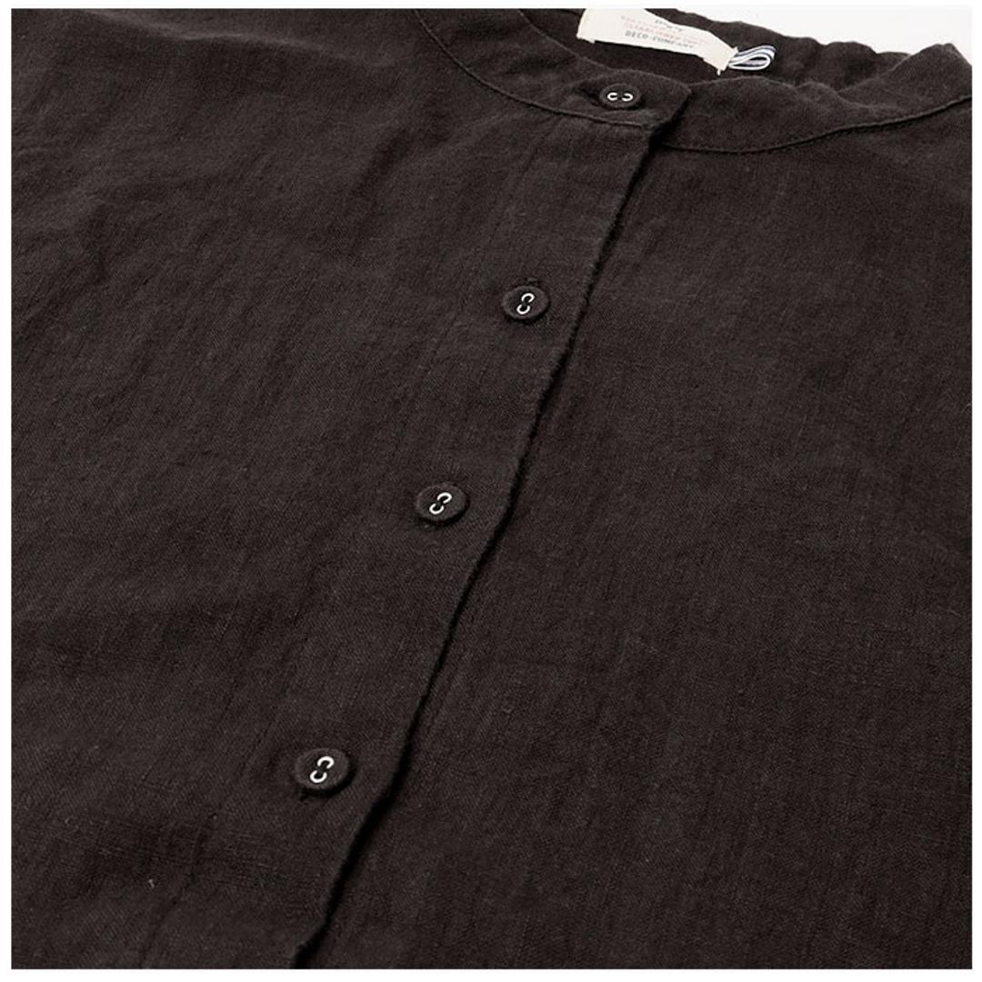 dgy ディージーワイ シャツ レディース 長袖 通販 ジャケット ブラウス 羽織り カーデ 肩落ち 体型カバー ゆったり 麻100% スタンドネック スタンドカラー リネンオックス スタンド衿 D*g*y デコカンパニー 無地 オフホワイト 【即日発送】Mサイズ