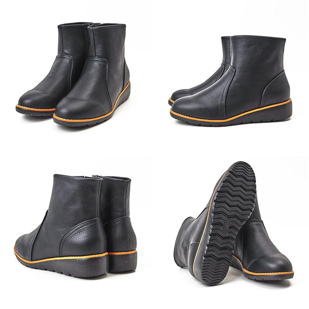 fee des fleurs フェ・デ・フルール ブーツ レディース 通販 ショートブーツ レディースシューズ 靴 シューズ 婦人靴 ショート クッション性 耐摩耗性 脱ぎ履き簡単 ファスナー やわらかめ シンプル 無地 秋 冬 女性用 レディース靴 ブラック 22.5cm