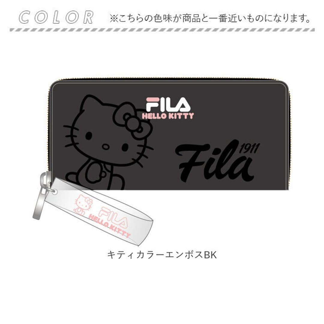サンリオ 長財布 sanrio 通販 フィラ FILA 財布 ラウンド長財布 お財布 さいふ サイフ 大人 女子 子供 キッズ 女の子 長サイフ なが財布 ロングウォレット かわいい キャラクター 小銭入れあり 中学生 高校生 ジュニア レディース財布 キティカラーエンボスBK ・