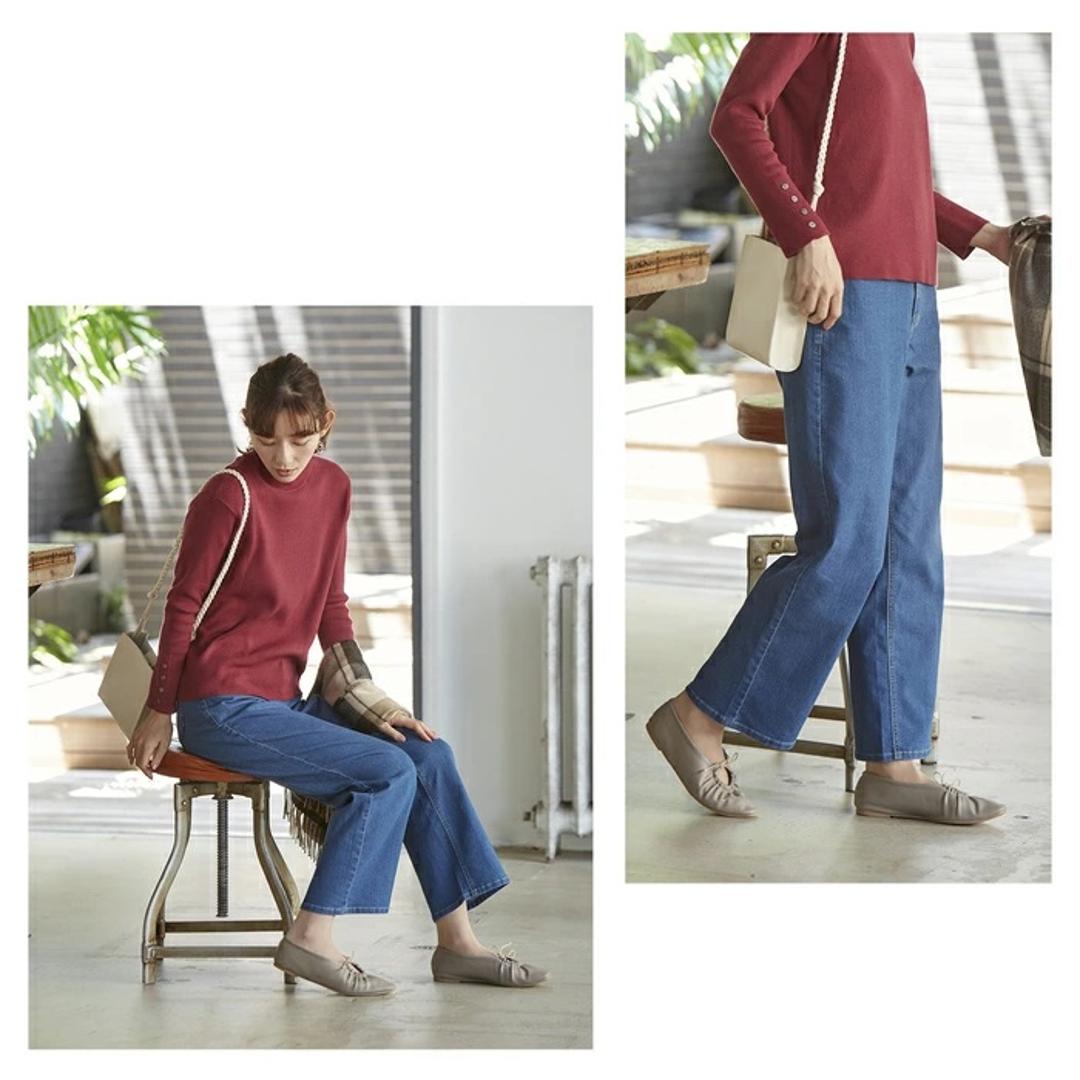 レディース デニム ワイドパンツ 通販 デニムパンツ ワイドデニム ストレッチパンツ ストレッチ ジーンズ ズボン ミセスのためのワイドデニム ウエストゴム おしゃれ シンプル カジュアル 大人 かわいい ボトムス 女性 婦人 レディースファッション ブルー Sサイズ