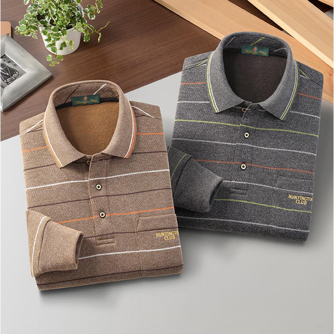 ポロシャツ 長袖 メンズ 通販 シャツ メンズシャツ トップス おしゃれ 長袖シャツ カジュアルシャツ カジュアル 長袖ポロシャツ ボーダーポロシャツ ボーダー HUNTINGTON CLUB ハンティントンクラブ 胸ポケット付き シニア 紳士 オシャレ ボーダー柄/チャコール Mサイズ