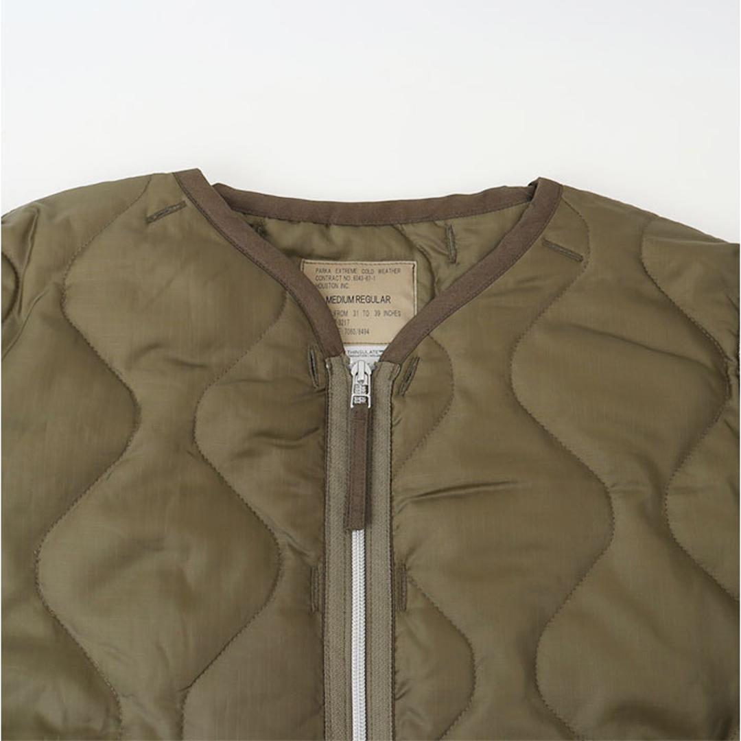 HOUSTON M-51 通販 キルティングコート キルティングジャケット キルティング ブルゾン アウター キルト ヒューストン ジャケット コート 秋冬 メンズ レディース 防寒 中綿 ノーカラー ミリタリー ゆったり あったか カジュアル おしゃれ BLACK Sサイズ