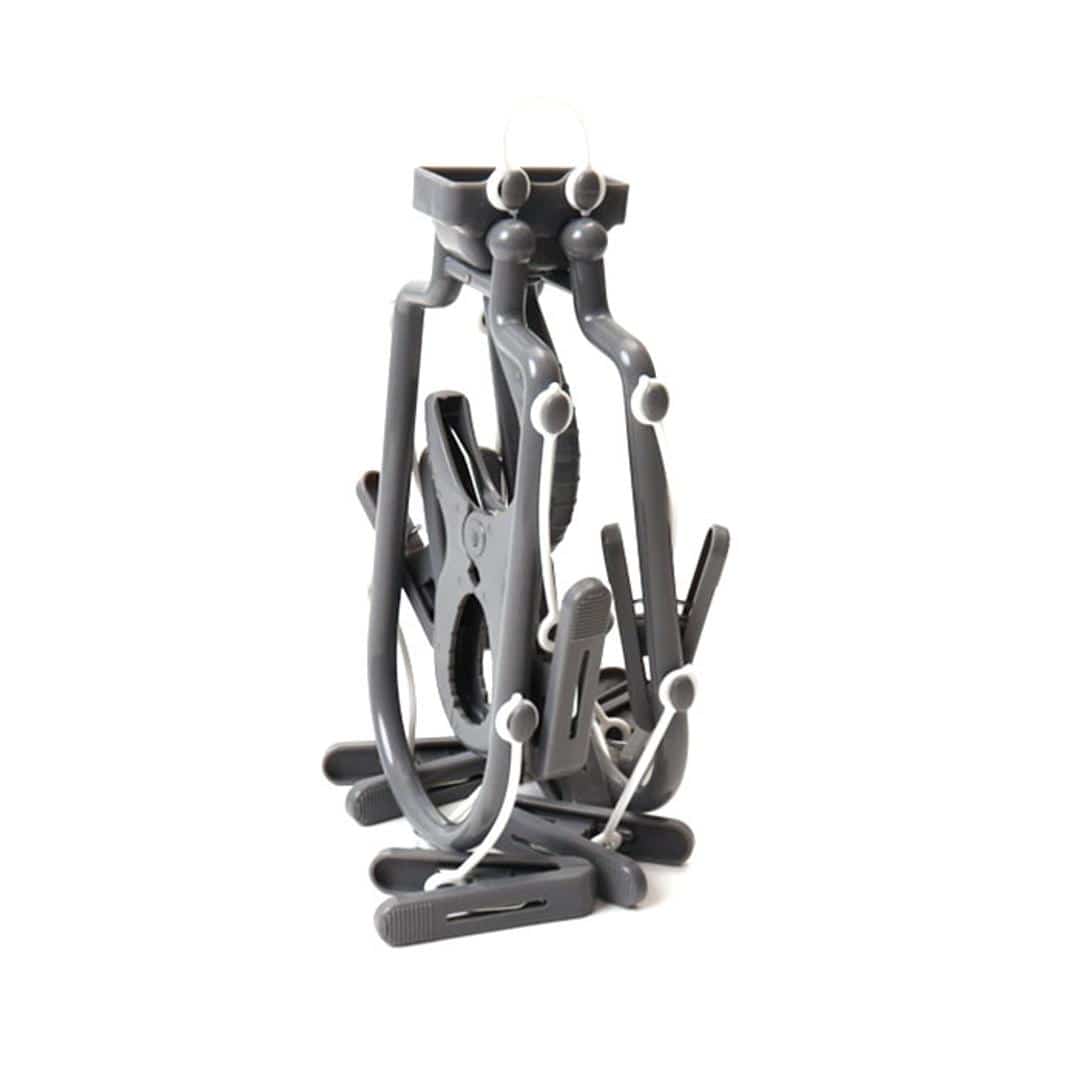 洗濯ハンガー 通販 ハンガー ピンチハンガー 3本組 物干しハンガー 小物干しハンガー スカートハンガー パンツハンガー コンパクト パンツスラックス 干す ピンチ10個 乾きやすい ジーパン ジーンズ スカート 部屋干し 折りたたみ 室内 屋外 ロックグレー ・