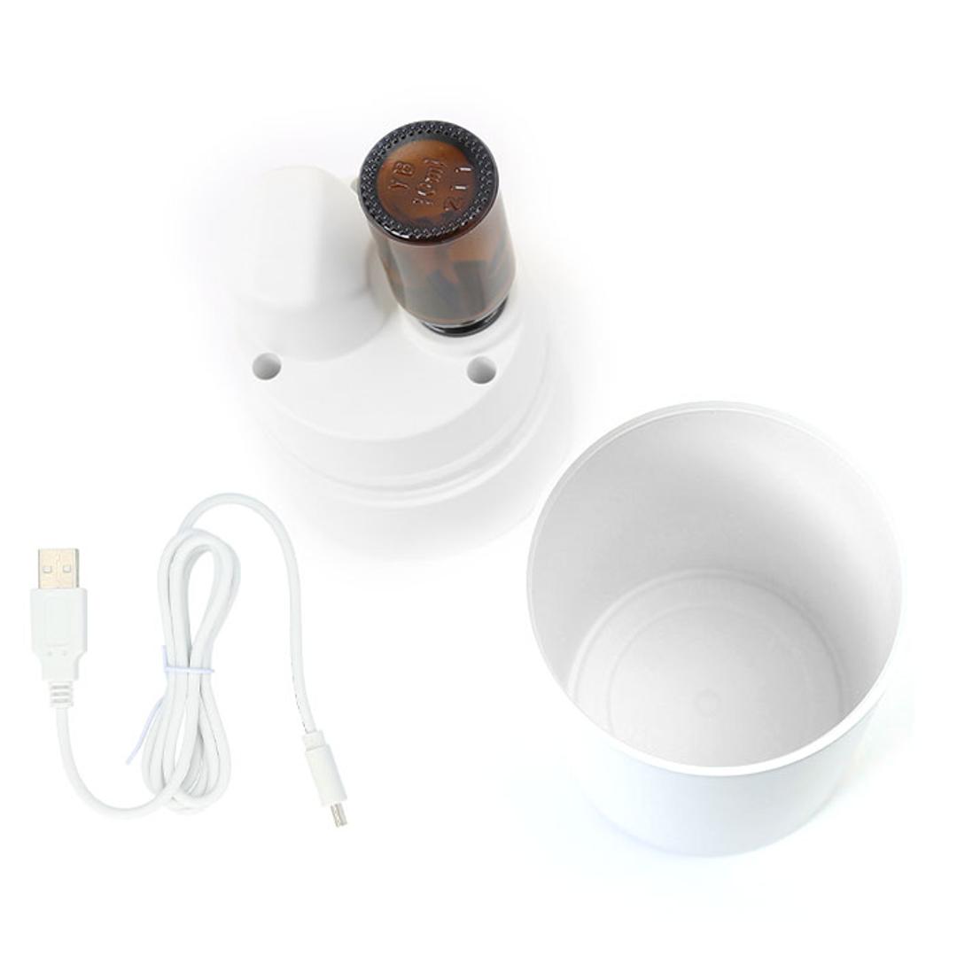 アロマディフューザー 水なし 通販 ネブライザー ネブライザー式 ディフューザー 水を使わない アロマ アロマオイル おしゃれ シンプル アロマオイル対応 LEDライト付き 室内 寝室 リビング 車内 車 エッセンシャルオイルディフューザー KNA88114 KNA88115 芳香器 WHITE ・