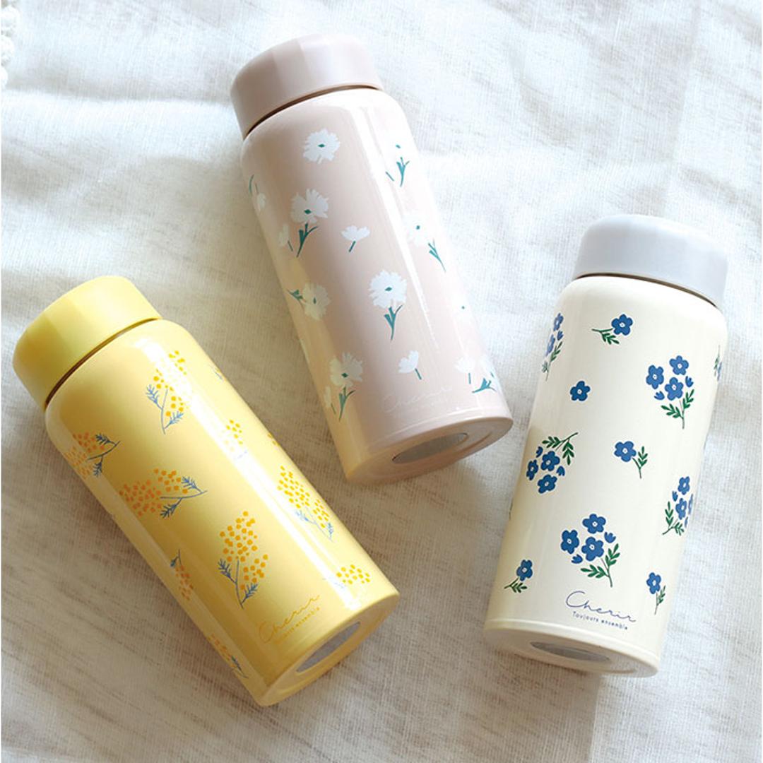 ステンレスボトル 360ml 通販 水筒 マグボトル 保温 保冷 マイボトル 直飲み オフィス おしゃれ かわいい 軽量 軽い 通勤 通学 花 コンパクト 持ち運び ナチュラル スクリューキャップ アウトドア 大人 子供 ギフト 贈りもの 贈り物 シェリールピンクベージュ ・