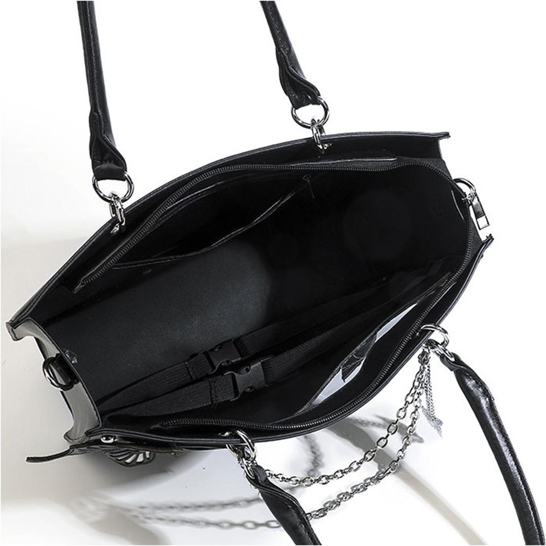 痛バッグ 2way ハンドバッグ 通販 トートバッグ 痛バ 推し活用バッグ ショルダーバッグ 斜め掛け 推し活 おしゃれ かわいい バッグ バック カバン 鞄 蝶 くもの巣 透明ポケット ぬいぐるみ 缶バッチ デコ オタク 推し イベント お出かけ レディース ブラック ・