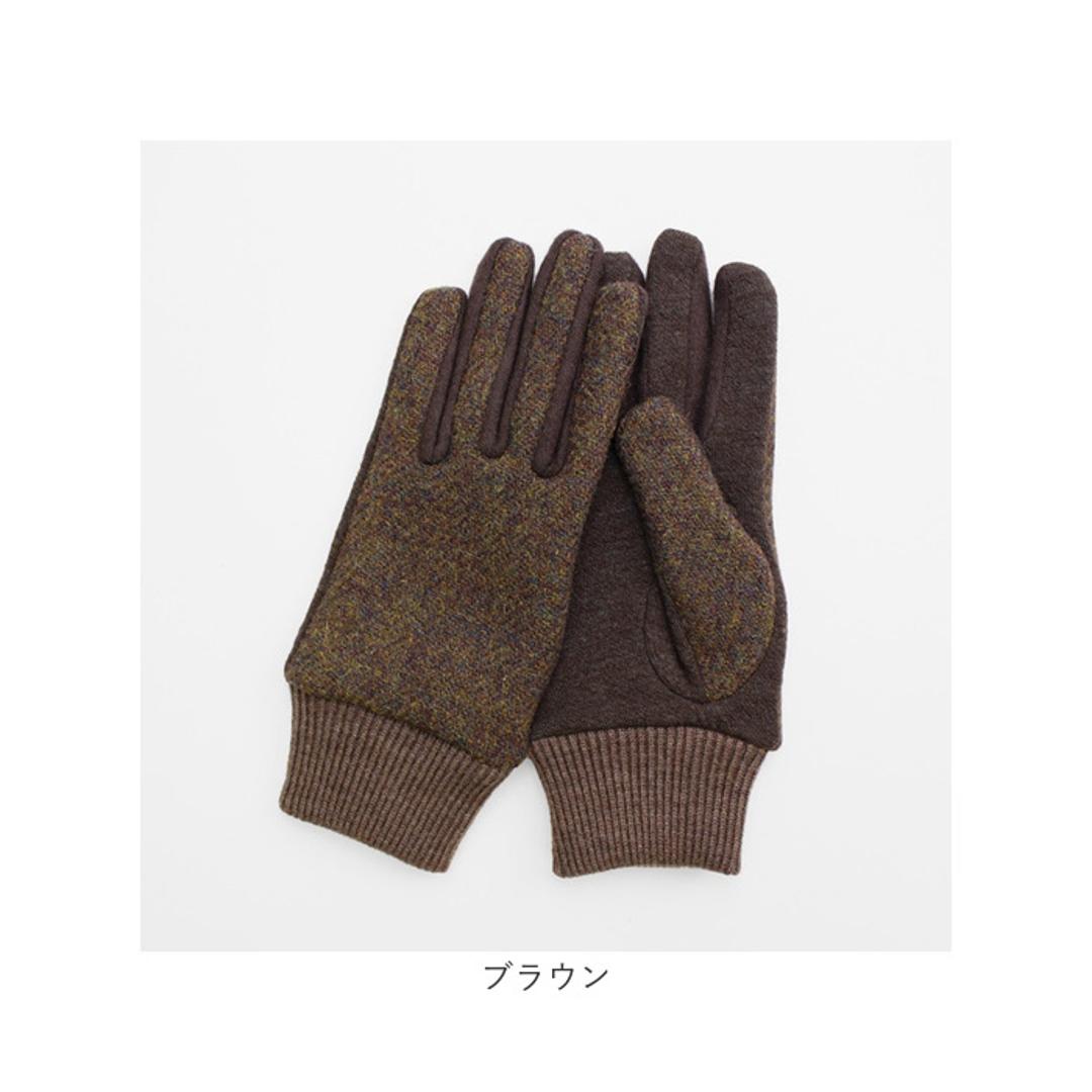 ハリスツイード 手袋 レディース 通販 クロダ KURODA OB70206L7 グローブ かわいい 暖かい スマホ対応 通勤 通学 チェック おしゃれ 可愛い オシャレ 5本指 Harris Tweed アクリル ウール レディース手袋 ファッション小物 ベージュ ・