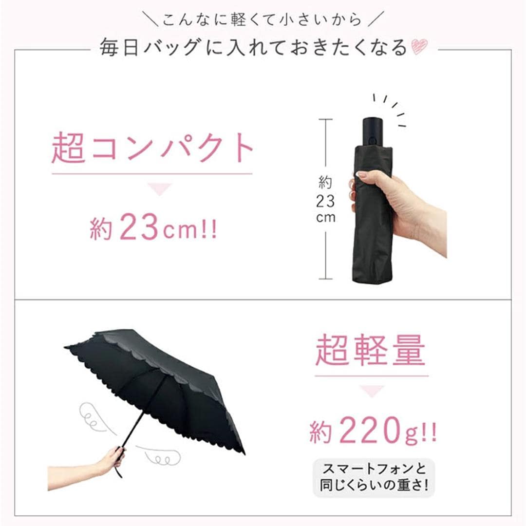 折りたたみ傘 晴雨兼用 通販 pink trick ピンクトリック 自動開閉 レディース ワンタッチ ジャンプ傘 ジャンプ式 フリル傘 通勤 通学 おしゃれ かわいい 軽量 軽い 大人 持ち運び 簡単収納 贈り物 ギフト スカラップブルーグレー ・