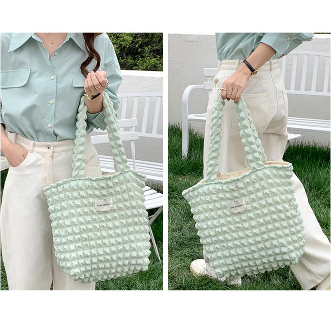 ポップコーンバッグ トートバッグ レディース 通販 ぽこぽこバッグ ポコポコバッグ ポコポコバック ぽこぽこバック ポップコーンバック エコバッグ エコバック 収納バッグ 手提げ トート 肩掛け 大きめ ポコポコ 軽量 キルティング ふわふわ 可愛い かわいい オフホワイト ・