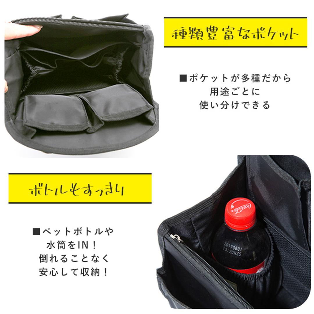 バッグインバッグ リュック 通販 リュックサック 縦型 薄型 インナーバッグ リュックインバッグ 整理 整頓 仕分け シンプル 男女兼用 多収納 ポケット 小物収納 リュックインバック バックインバック バッグオーガナイザー バッグ用アクセサリー ブラック ・