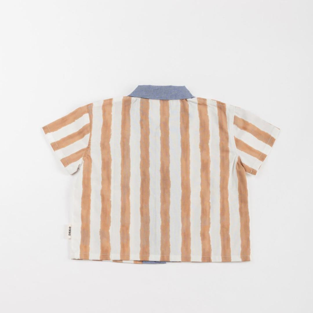 半袖 襟付き シャツ キッズ 通販 半袖シャツ 前開きシャツ ストライプシャツ 前開き 子供 おしゃれ かわいい 男の子 羽織り カジュアル 可愛い オシャレ ボーイズ 子供服 子ども服 ベビー服 Aenak アエナック 31238 キッズファッション ブラウン 80cm