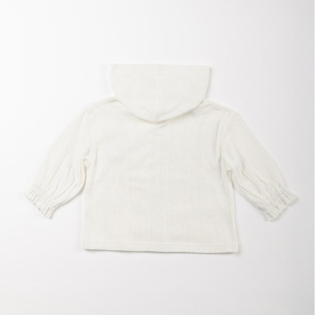 夏 薄手 パーカー キッズ 綿100 通販 ジップアップパーカー 前開き 綿100% コットン100 子供 パターンメッシュ かわいい おしゃれ 女の子 可愛い ガールズ 子供服 子ども服 ベビー服 Aenak アエナック 31240 キッズファッション ホワイト 80cm