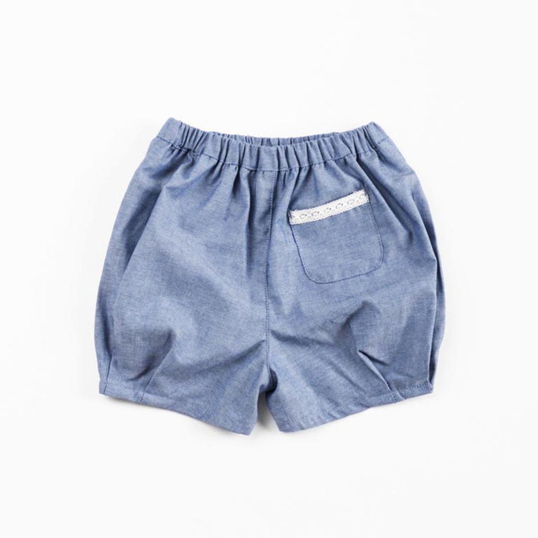 ショートパンツ キッズ 女の子 通販 ハーフパンツ 短パン バルーンパンツ リボン レース りぼん 後ろポケット ダンガリー かわいい おしゃれ 可愛い ガールズ 子供服 子ども服 ベビー服 Aenak アエナック 31252 キッズファッション ダンガリー 80cm