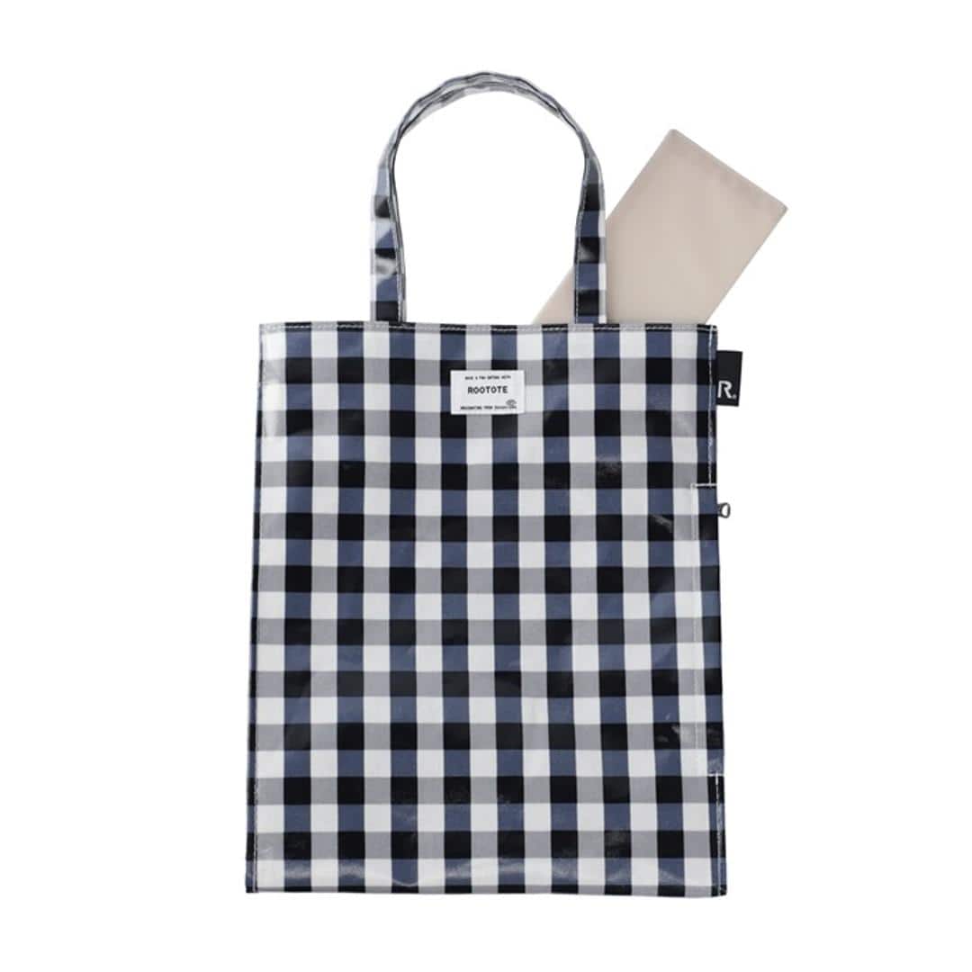 ルートート トートバッグ ラミネート ROOTOTE 1028 通販 トートバック レッスンバッグ A4 縦型 縦長 レディース 通学 通勤 手提げバッグ 手提げかばん 手提げカバン 手提げ鞄 かわいい おしゃれ チェック ギンガムチェック A-quatre C_GREEN ・
