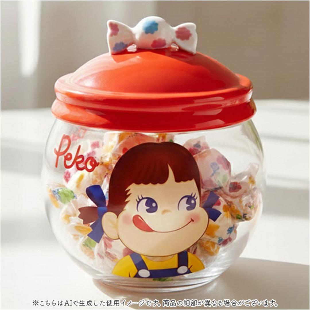 キャンディ ポット ガラス 通販 キャンディポット ガラスキャニスター キャニスター 小物入れ 保存容器 ガラス保存容器 ガラス容器 保存瓶 キャラクター おしゃれ かわいい ガラス製 食品保存容器 調味料ケース 調味料入れ キッチン用品 ペコちゃん ・