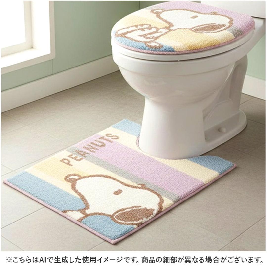 センコー トイレマット キャラクター 通販 トイレ マット トイレ足元マット 足元マット トイレファブリック トイレタリー senko ロング 約80×60cm 滑り止め 洗える 洗濯 丸洗い トイレ用品 可愛い かわいい おしゃれ スヌーピーくすみパステル.ブルー ・