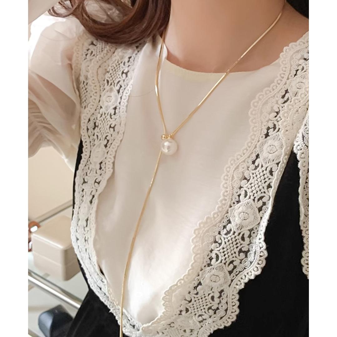 ネックレス レディース シンプル 通販 ペンダント 首飾り アクセサリー ジュエリー パール 真珠 大人 かわいい おしゃれ 可愛い オシャレ 女性 パールループタイネックレス nec-065 ダイヤモンドハーツ Diamond Hearts ゴールド ・