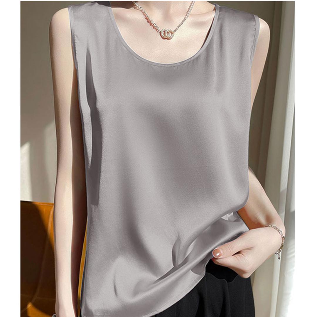 タンクトップ レディース ゆったり 通販 ノースリーブ さらさら ラウンドネック トップス インナー 大人 かわいい きれいめ 上品 シンプル 無地 オフィスカジュアル おしゃれ 可愛い 女性 top-102 ダイヤモンドハーツ Diamond Hearts ホワイト Mサイズ