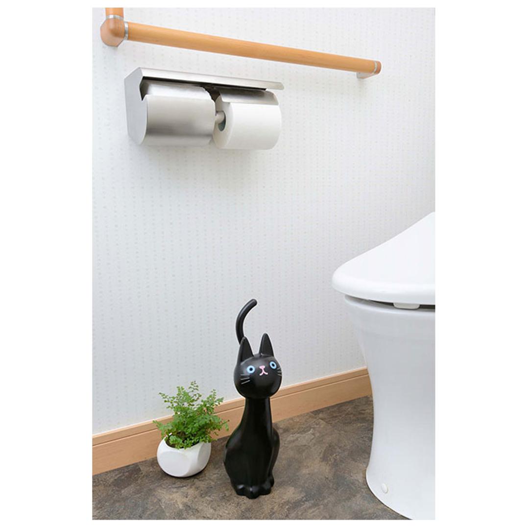 トイレブラシ かわいい 通販 おしゃれ コンパクト ポット セット 収納 トイレ掃除 ブラシ 猫グッズ 雑貨 ネコ ねこ ケースセット 掃除用品 猫雑貨 黒猫 ねこのしっぽの物語 ME3713.クロ ・
