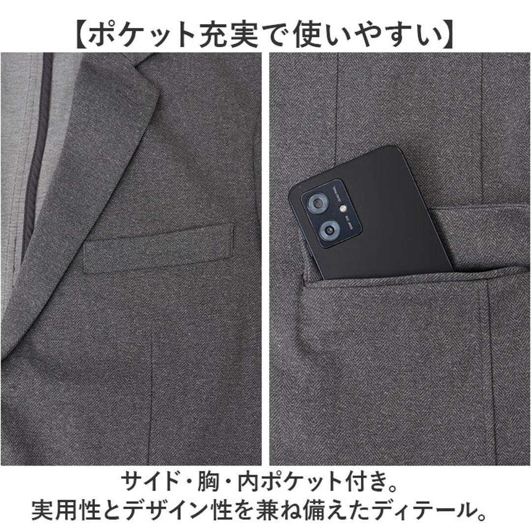 URBAN SQUARE テーラードジャケット 65301 通販 アーバンスクエア テーラード ジャケット メンズ ビジネスカジュアル オフィスカジュアル きれいめ 通勤 シンプル 無地 なめらか イージーケア アウター メンズファッション ヘリンボンGREY Sサイズ