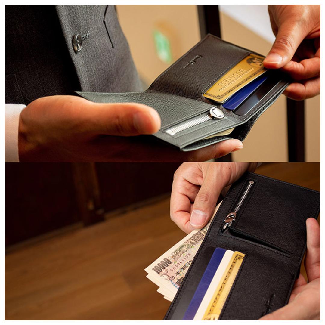 財布 メンズ 二つ折り 薄い 本革 ブランド 極薄 牛革 二つ折り財布 コンパクト 小銭入れ DomTeporna スリム おしゃれ シンプル 無地 薄型 極薄 ギフト プレゼント 入学 レザー 就職 新生活 BLACK ・