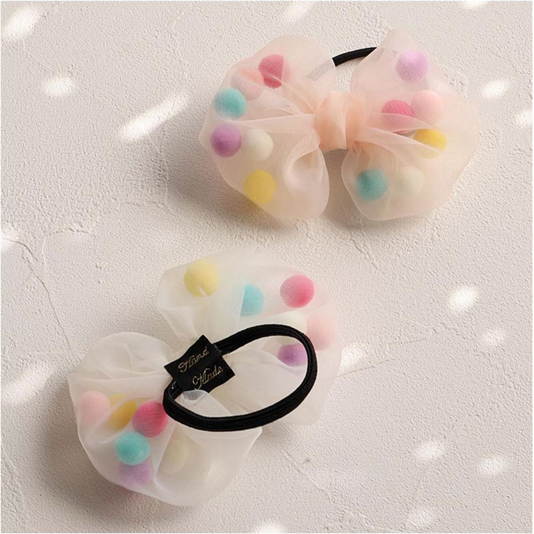 RORA ヘアゴム 通販 ローラ ドロシー 髪ゴム ヘアアクセサリー 髪飾り キッズ 子供 子ども こども 女の子 女子 リボン ポンポン かわいい おしゃれ カジュアル フォーマル 入園式 卒園式 入学式 卒業式 結婚式 発表会 キッズファッション ホワイト ・