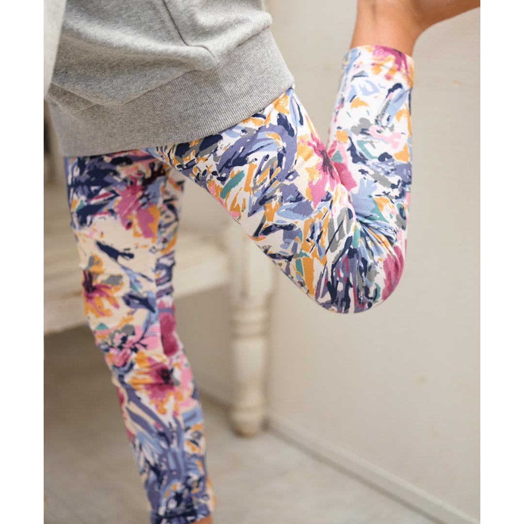 Rora 子供服 レギンス 通販 アザレア スパッツ パンツ ズボン 花柄 女の子 女子 子供 こども 子ども 10分丈 十分丈 通園 通学 幼稚園 かわいい おしゃれ カジュアル 春 夏 秋 冬 動きやすい ボトムス 子ども服 レッグウェア キッズファッション 花柄.パープル 110cm