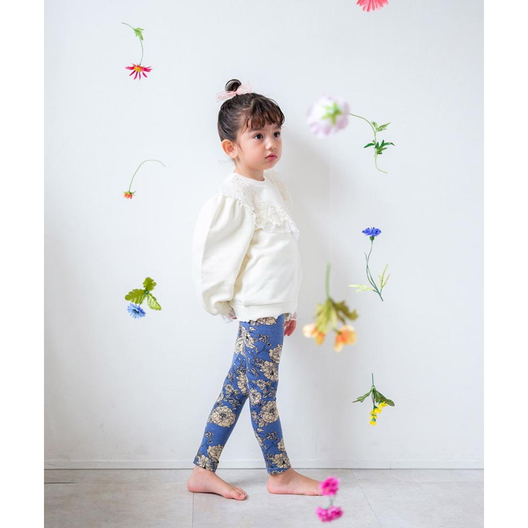 Rora 子供服 レギンス 通販 ロザミア スパッツ パンツ ズボン 花柄 女の子 女子 子供 こども 子ども 10分丈 十分丈 通園 通学 幼稚園 かわいい おしゃれ カジュアル 春 夏 秋 冬 動きやすい ボトムス 子ども服 レッグウェア キッズファッション 花柄.ブルー 110cm