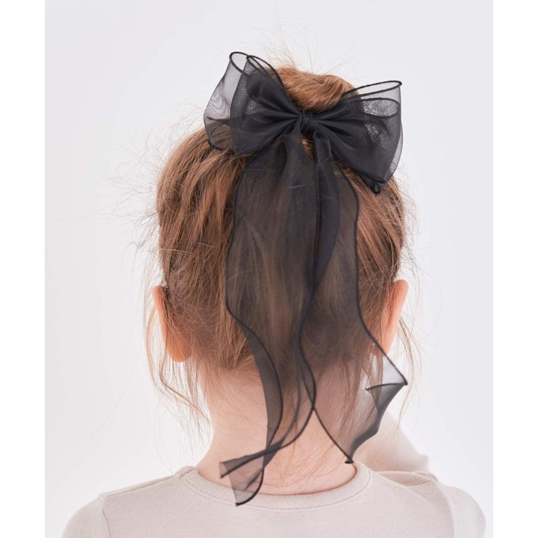 Rora キッズ ヘアゴム リボン 通販 オーガンジー 38042101 アンジュオーガンジーリボンヘアゴム 大きめ 女の子 大人っぽい 卒園式 入学式 卒業式 おしゃれ かわいい オシャレ 可愛い ヘアアレンジ ヘアーアクセサリー ヘアアクセサリー キッズファッション ブラック フリー