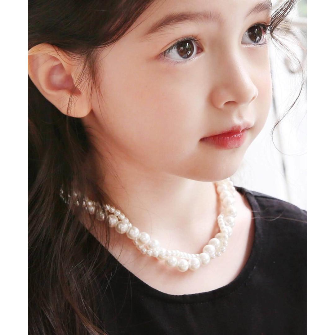 Rora ネックレス キッズ 通販 エリアン パール2連 パールネックレス 首飾り アクセサリー チョーカー パール 女の子 子供 子ども こども フォーマル 大人っぽい 上品 卒園式 入学式 七五三 誕生日 結婚式 パーティー ピアノ発表会 キッズファッション ネックレス フリー