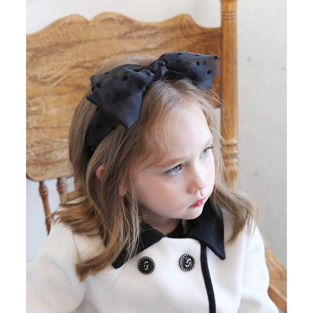 Rora カチューシャ キッズ 通販 かおり リボンカチューシャ ヘッドドレス 髪飾り リボン サテン オーガンジー 幅広 太め フォーマル 女の子 子供 子ども こども 結婚式 パーティー 大人っぽい 七五三 ハロウィン かわいい おしゃれ ヘアアクセサリー ブラック フリー