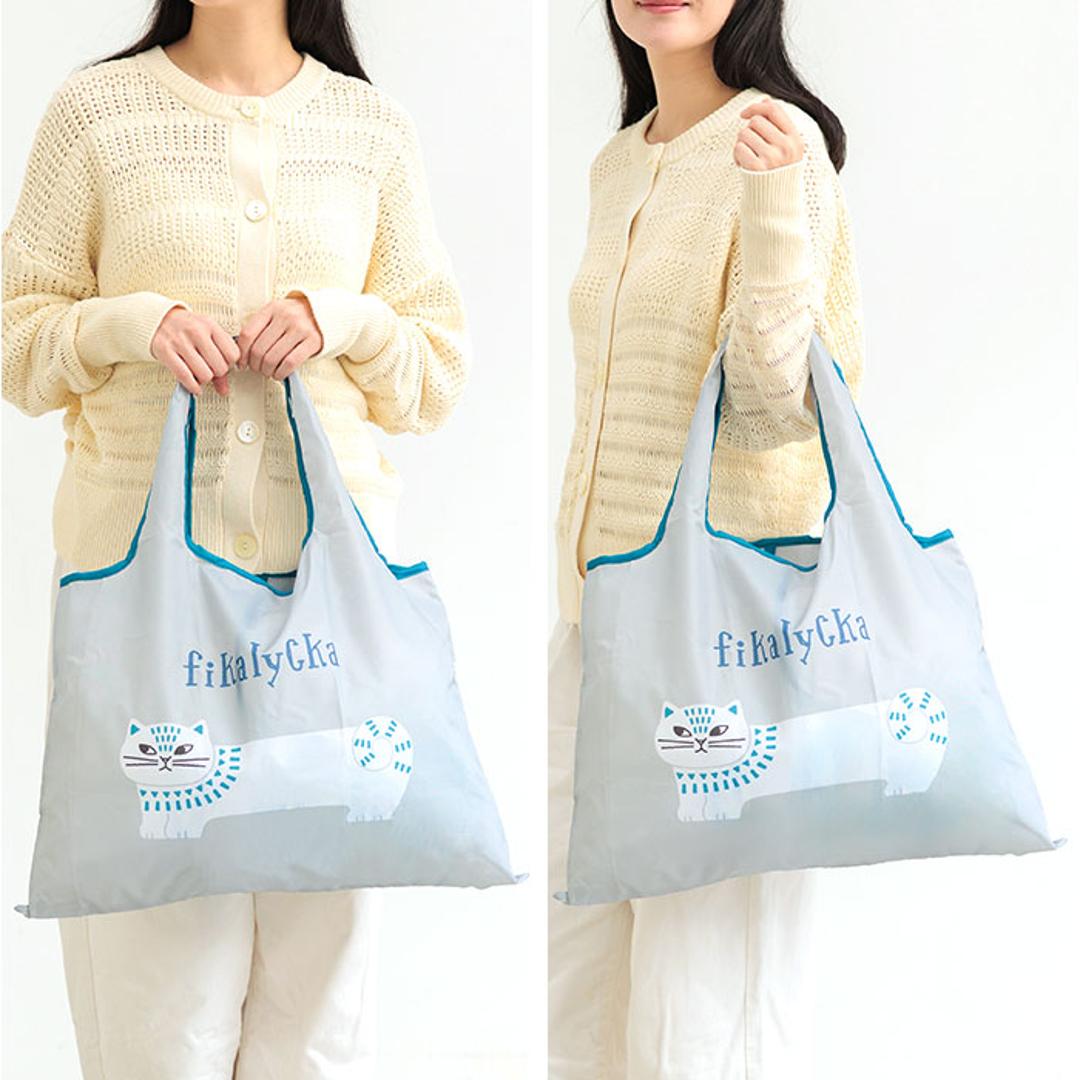 fikalycka エコバッグ フィーカリュッカ 通販 エコバック マイバッグ マイバック レディース 折りたたみ かわいい 2way マチ広 マチ付き コンパクト 可愛い おしゃれ 猫グッズ ネコ ねこ グッツ fika lycka 男女兼用バッグ フルーツグレー ・