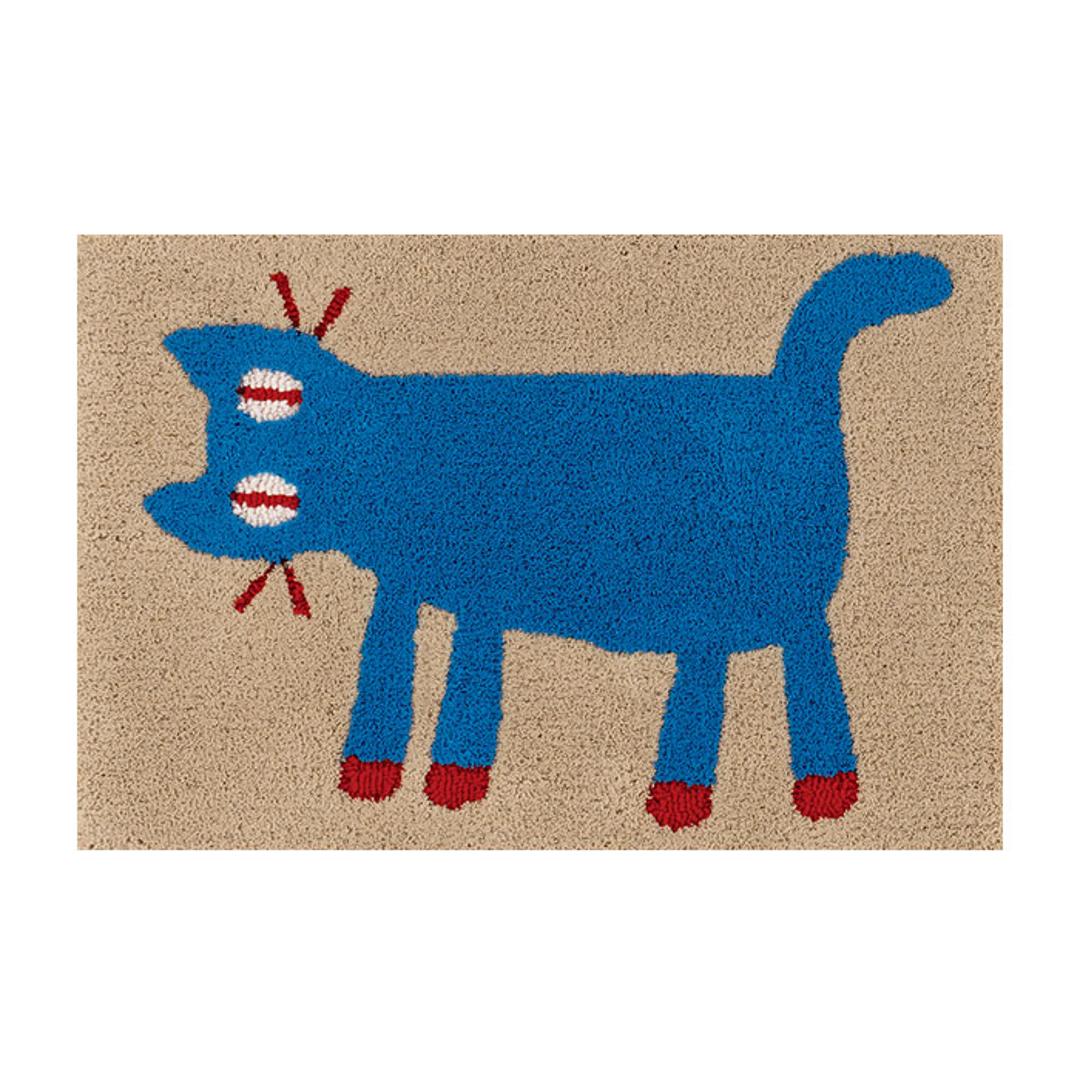 玄関マット おしゃれ 室内 通販 日本製 アツコマタノ atsuko matano ドアマット 足元マット インテリアマット ラグマット アクセントマット エントランスマット 厚手 洗える マタノアツコ 猫 ネコ 室内用玄関マット テキスタイル インテリア 見つめる猫 ・