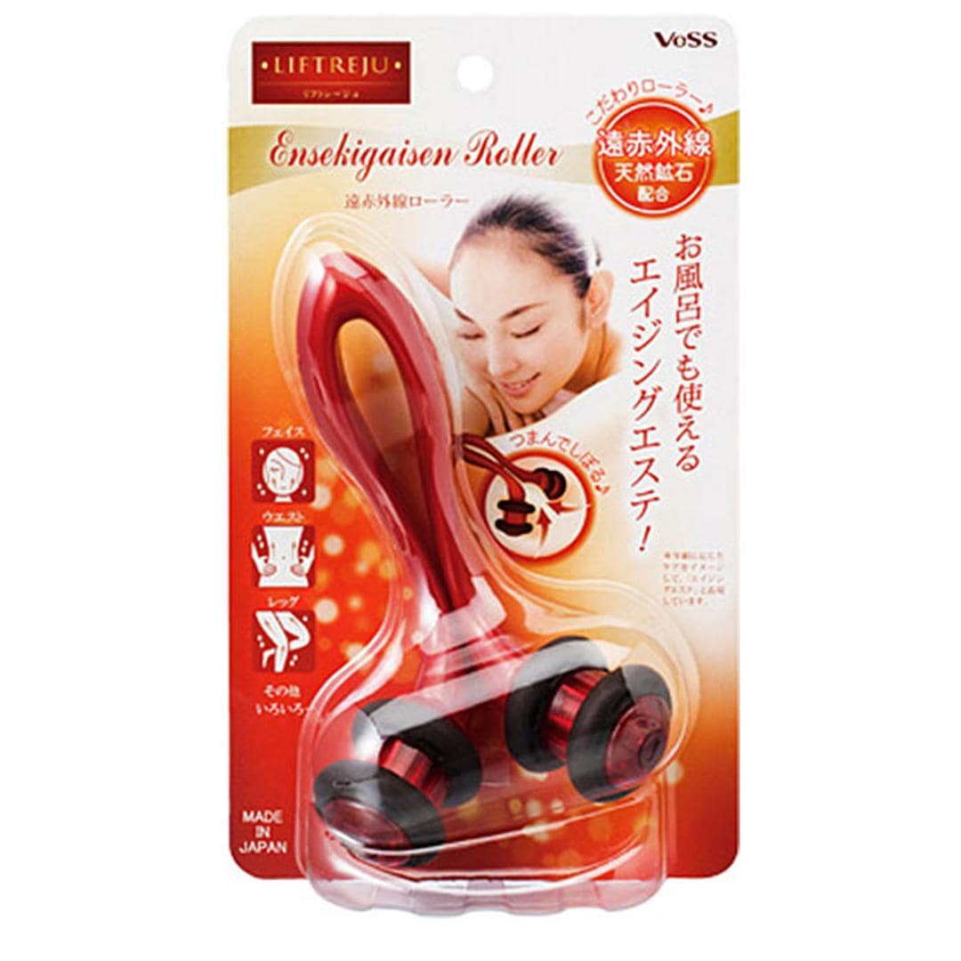 マッサージ ローラー 通販 リフトレージュ フェイスローラー フェイスマッサージ 太もも 足 顔 ウエスト 美顔ローラー ハンディマッサージャー お風呂 バスタイム エイジングケア 赤外線 美容 ボティローラー 遠赤外線 ホームエステ ベス工業 レッド ・