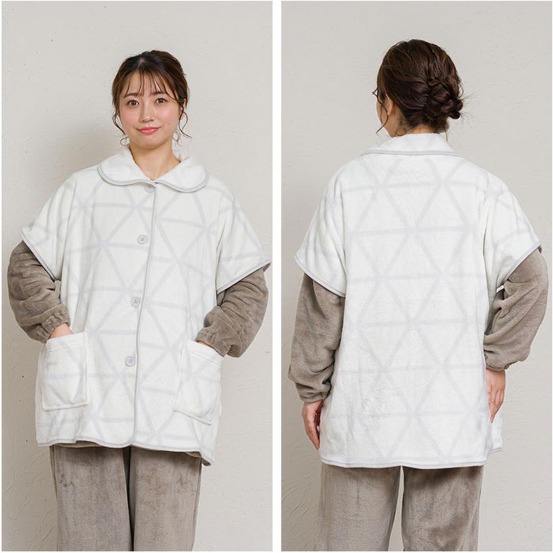 ブランケットローブ ショート丈 通販 ローブ ブランケット レディース 前開き フロントボタン ルームウェア 暖かい ふわふわ もこもこ 防寒 羽織 あったか リラックス 部屋着 寒さ防止 おしゃれ かわいい やわらかい ゆったり カジュアル 短め 大人 01.ベージュ/A ・